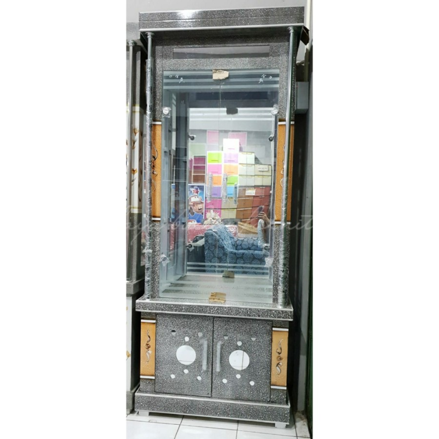 LEMARI HIAS PAJANGAN KACA 2 PINTU MINIMALIS WASH