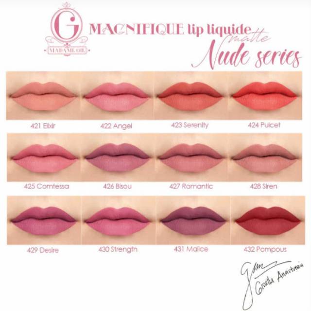 Madame Gie magnifique lip liquide nude series