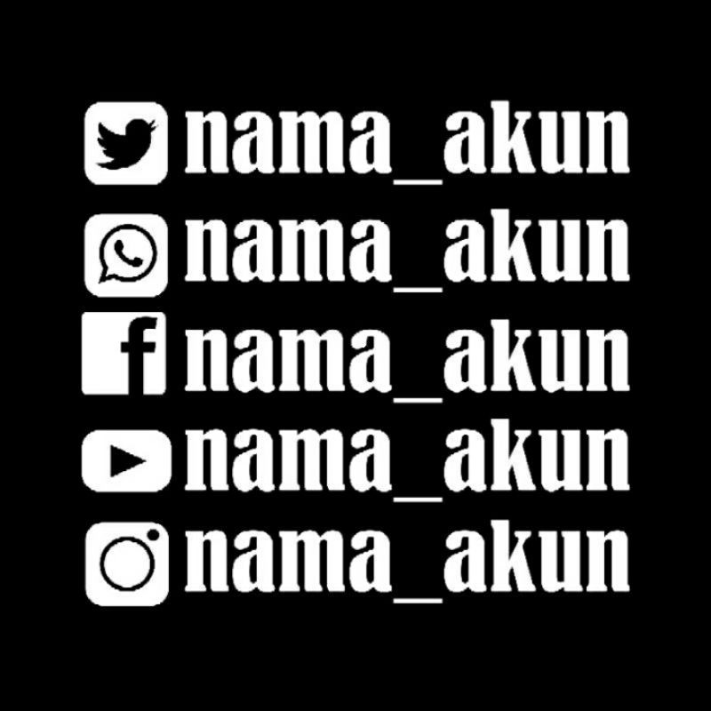 stiker nama akun yt wa fb ig Tweet untuk promosi jualan satu set isi 5