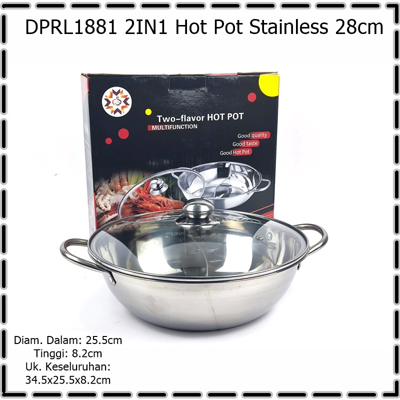 DPRL1881 2IN1 Hot Pot/Panci Steamboat Stainless 28cm