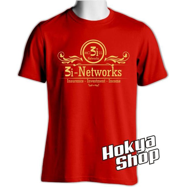 Kaos Merah Vintage #2 Floral 3i Networks Mobiss Distro Hokya Shop Sablon Gold