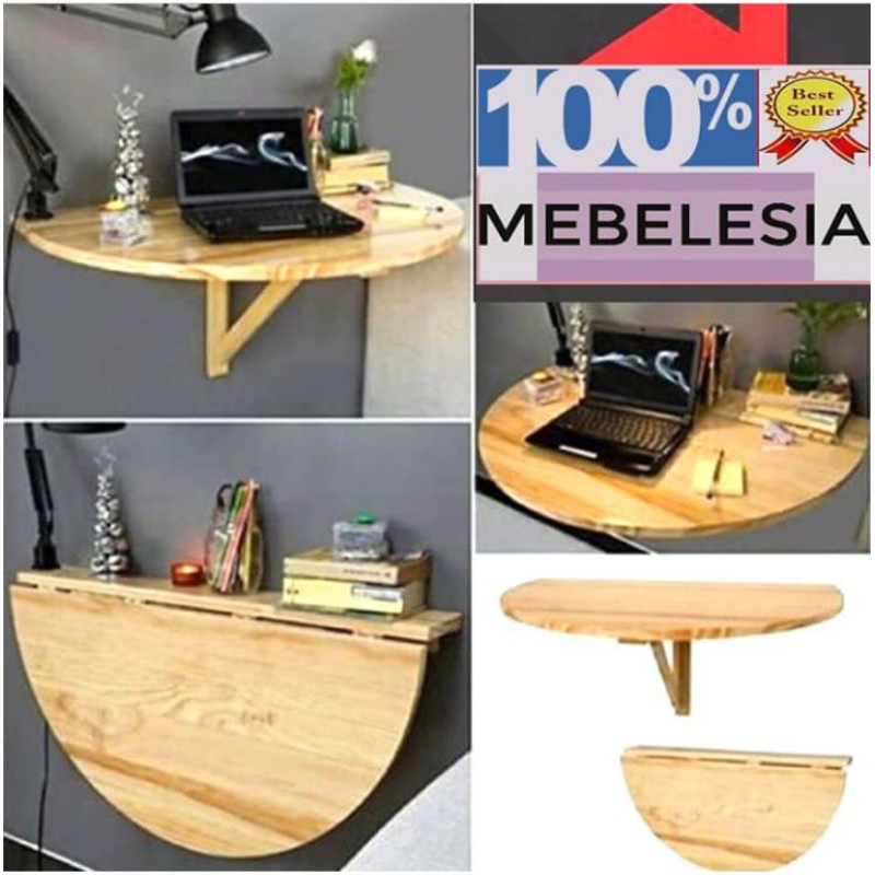 Meja Dinding Lipat Portable Kayu Jati Belanda