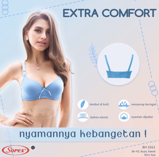 Bh | Bra bigcup/ Cup B SOREX 3262 Extra Comfort pakai Kawat dan Busa Tipis