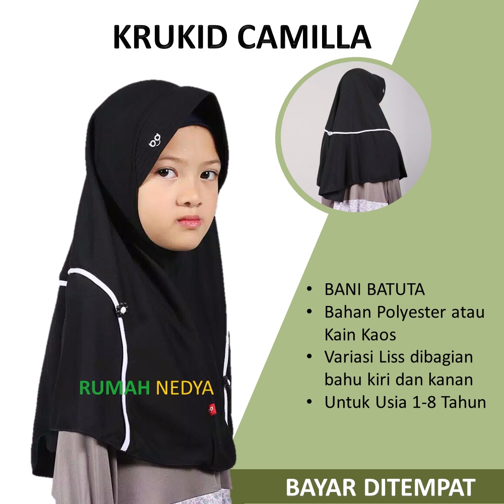 Kerudung Asli Sekolah Bani Batuta Krukid Camilla Jilbab Anak Ori