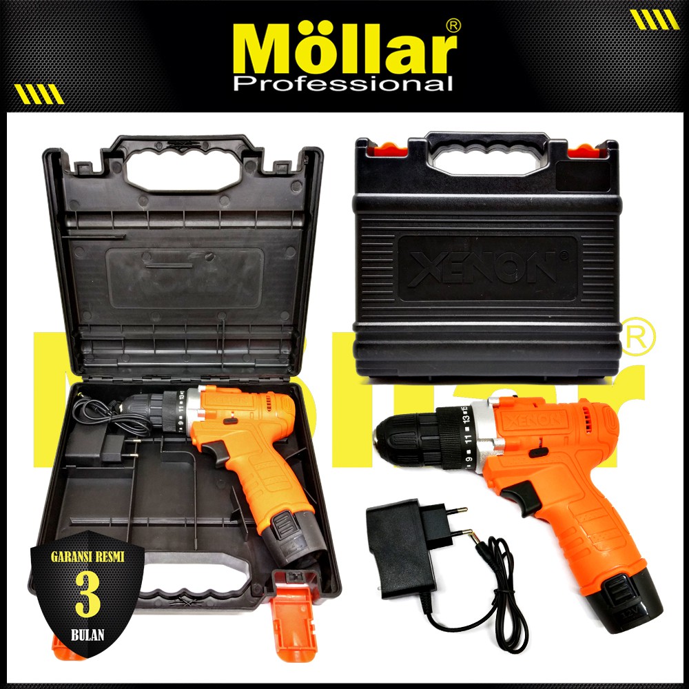 XENON CDD500E Mesin Bor Cas Charger 12V Cordless Drill 1 Baterai