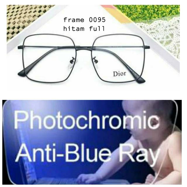 Frame Kacamata Wanita Terbaru Anti Radiasi BLUERAY PHOTOCROMIC, Kaca mata Minus, Kacamata Plus