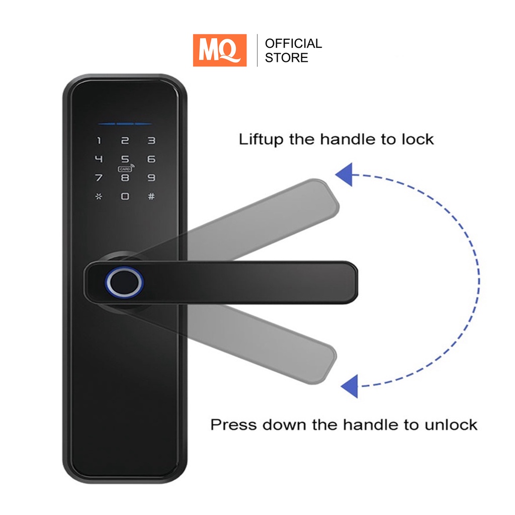 MQ Smart Door Lock Digital Handle Kunci Pintu handle Sidik Jari Fingerprint Password  Smart Home smart door lock tuya