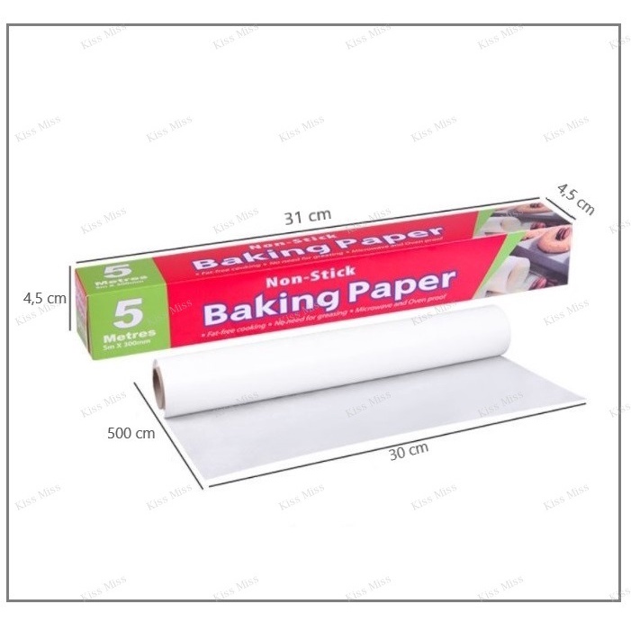 BAKING PAPER ROLL - 5 METER - WHITE - kertas panggang alas roti - kertas air fryer - anti lengket