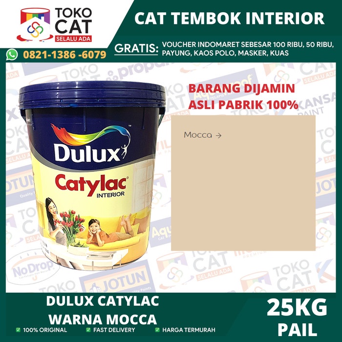 CAT TEMBOK INTERIOR PREMIUM DULUX CATYLAC WARNA MOCCA 25KG PAIL INSTANT/SAMEDAY