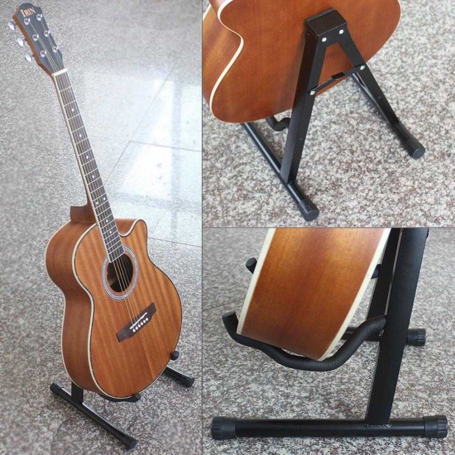 Stand Penyangga gitar Berdiri bass biola Tripod Foldable Guitar Holder stand gitar guitar bracket gantungan tempat tatakan sandaran tiang pajangan besi dudukan pegangan holder display universal lipat murah kuat kokoh portabel Lipat akustik elektrik bass