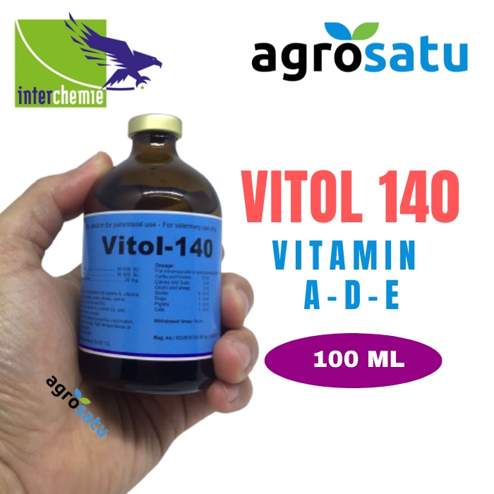 Vitol 140 100ml ORI Vitamin A D3 E Obat Injeksi Perbaiki Kondisi & Produktivitas Ternak Sapi Kambing
