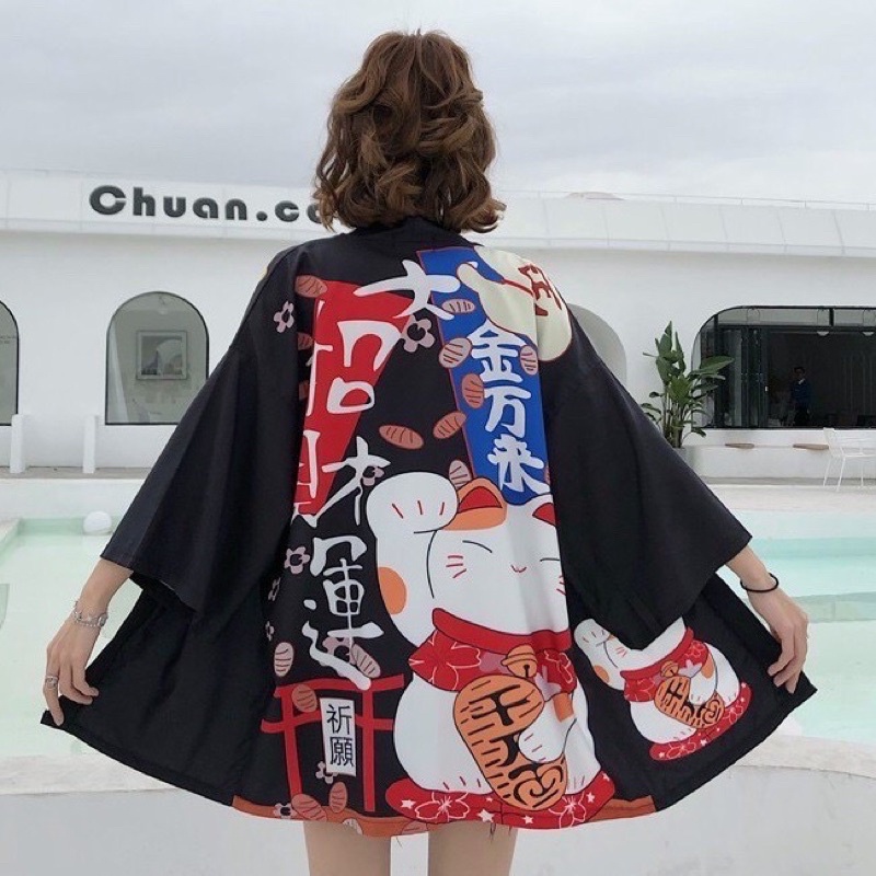 KIMONO CARDINGAN IMPORT WANITA JEPANG KOREA KUCING CAT LUCU ORIGINAL KY12