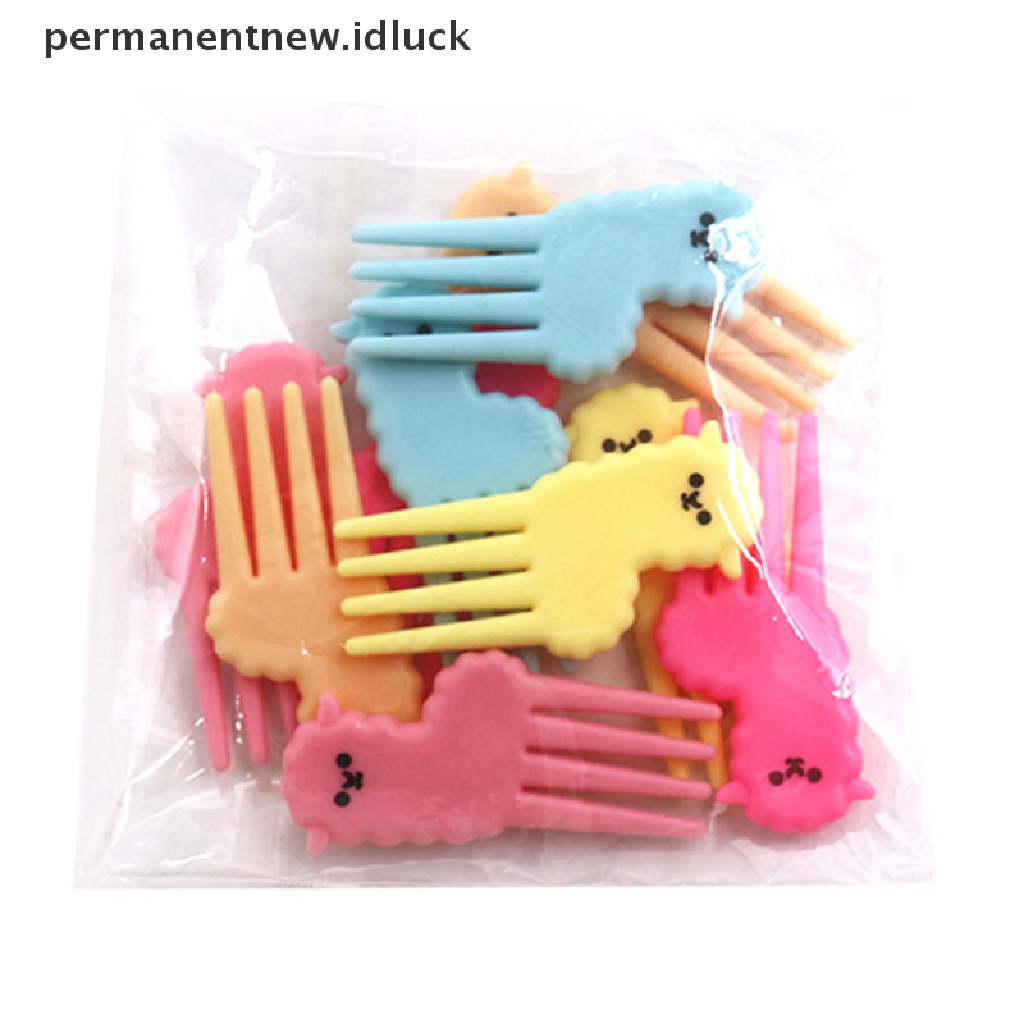 10 Pcs Tusuk Gigi Buah Kue Bentuk Kartun Hewan Alpaca Mini Untuk Anak