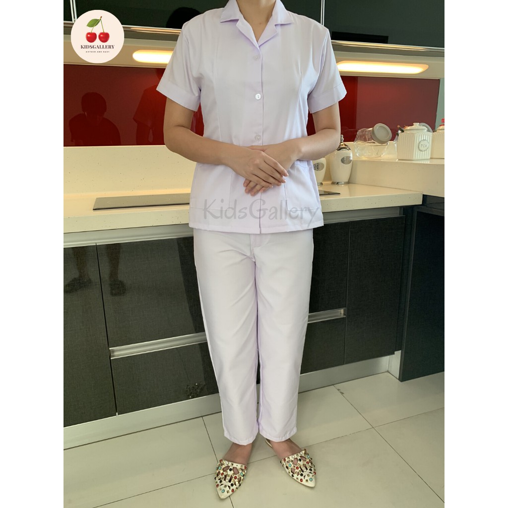 BAJU SERAGAM SUSTER/ BAJU BABY SITTER/ BAJU NANNY (PUTIH POLOS)