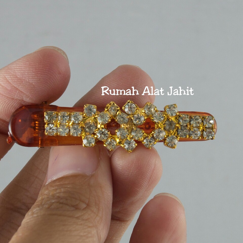 Jepit Rambut / Hair Clip Permata Baris Kotak 4.5cm (sepasang)