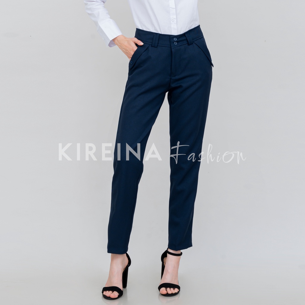 Celana Kerja Wanita Formal Celana Kerja Slimfit Celana Bahan Wanita Semi Wool | Kireina Fashion