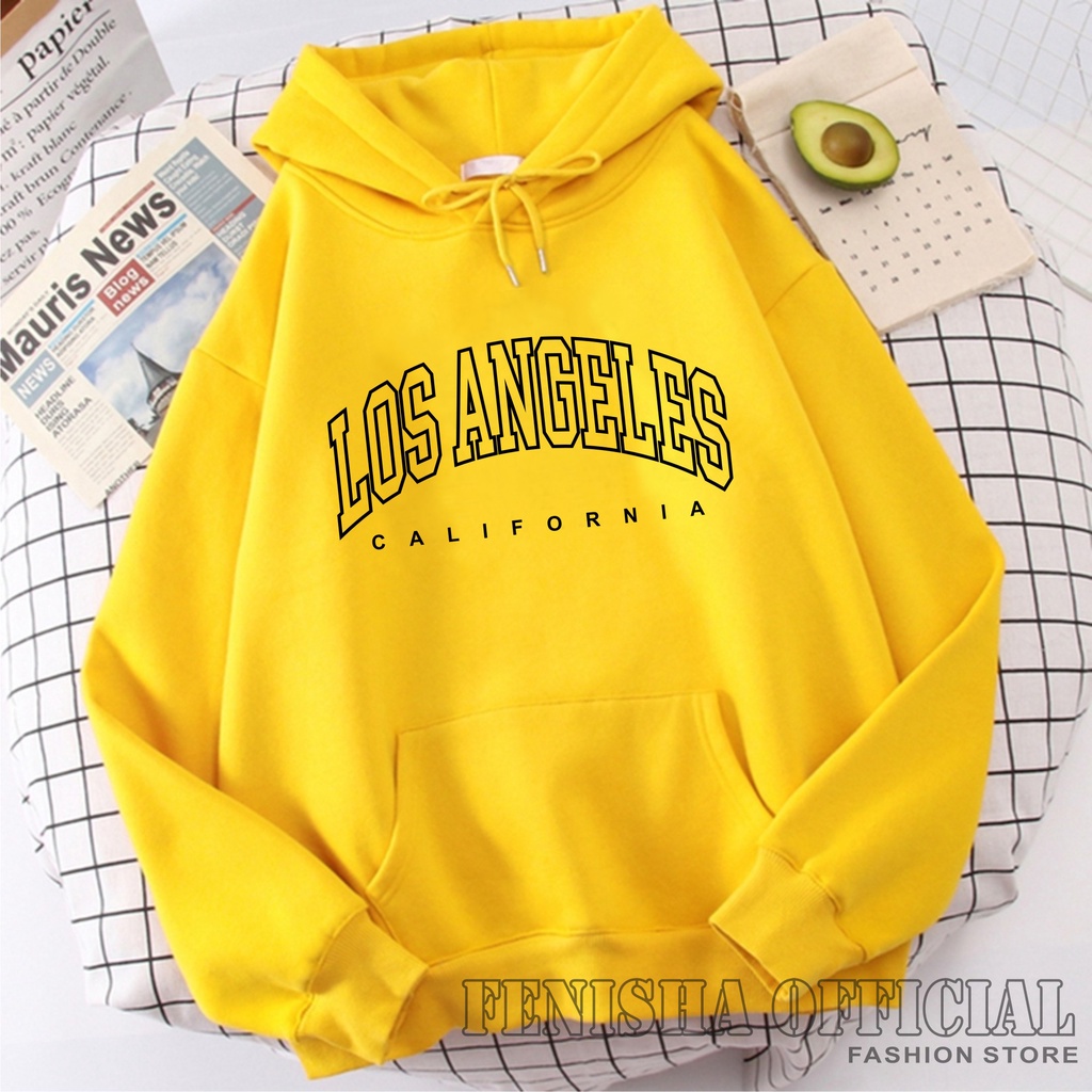 FenishaStore Sweater Hoodie Wanita LOS ANGELES KANTON DEPAN Size M-L-XL-XXL Bisa Bayar Ditempat COD