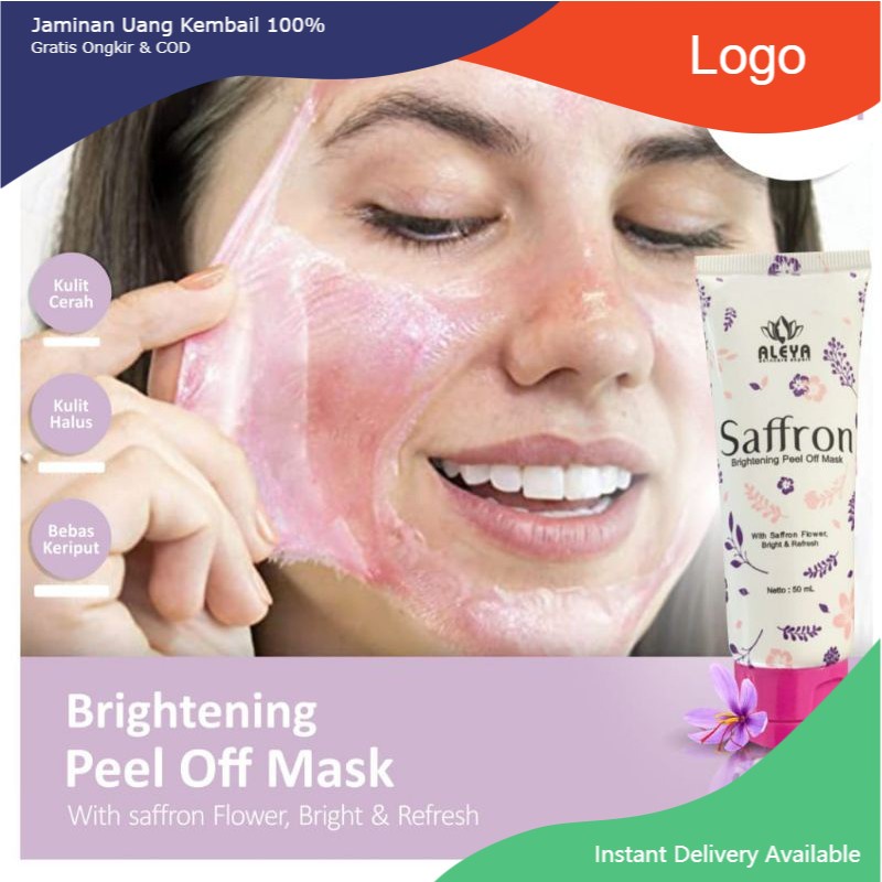 Masker Premium Peel Off Mask Saffron by Aleya Skincare Masker Glowing Masker Pemutih Wajah Bpom
