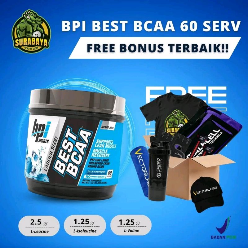 BPI BEST BCAA 60 SERVING BPOM BCAAs POWDER SUPPORT RECOVERY AND LEAN MUSCLE BUILDING