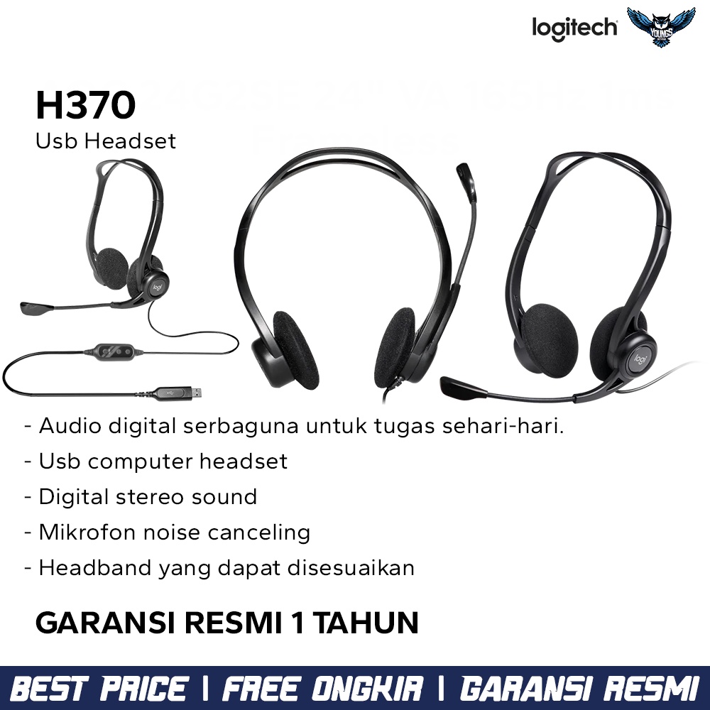 Logitech H370 USB Stereo Headset with Mic Headphone Earphone | H 370