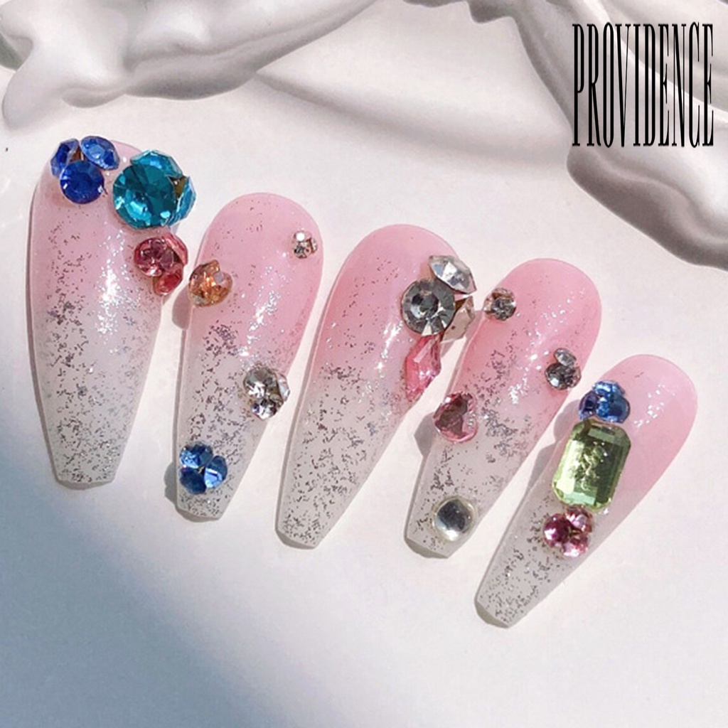 Providence 300Pcs / Set Berlian Imitasi Glitter Multiwarna Tahan Lama Untuk Nail Art / Manicure / Salon