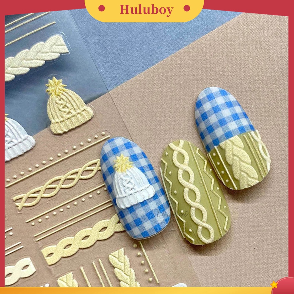 Huluboy Huluboy♡ Stiker Kuku 3D Ultra Tipis Motif Kepingan Salju Untuk Manicure