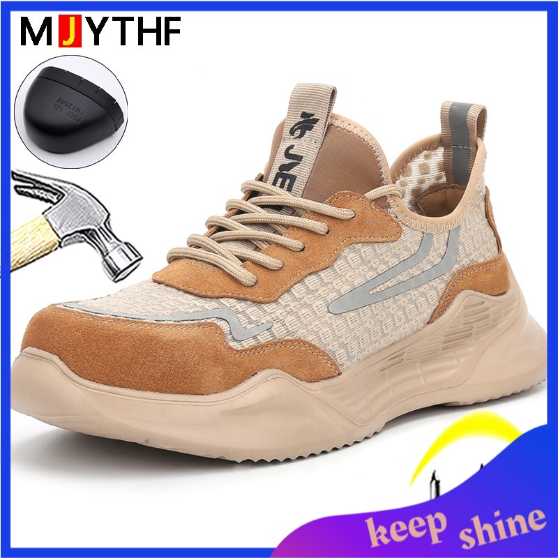 Sepatu Safety Pria Import MJYTHF Lightweight Safety Shoes Work Boots Steel Toe Shoes Protective Boot