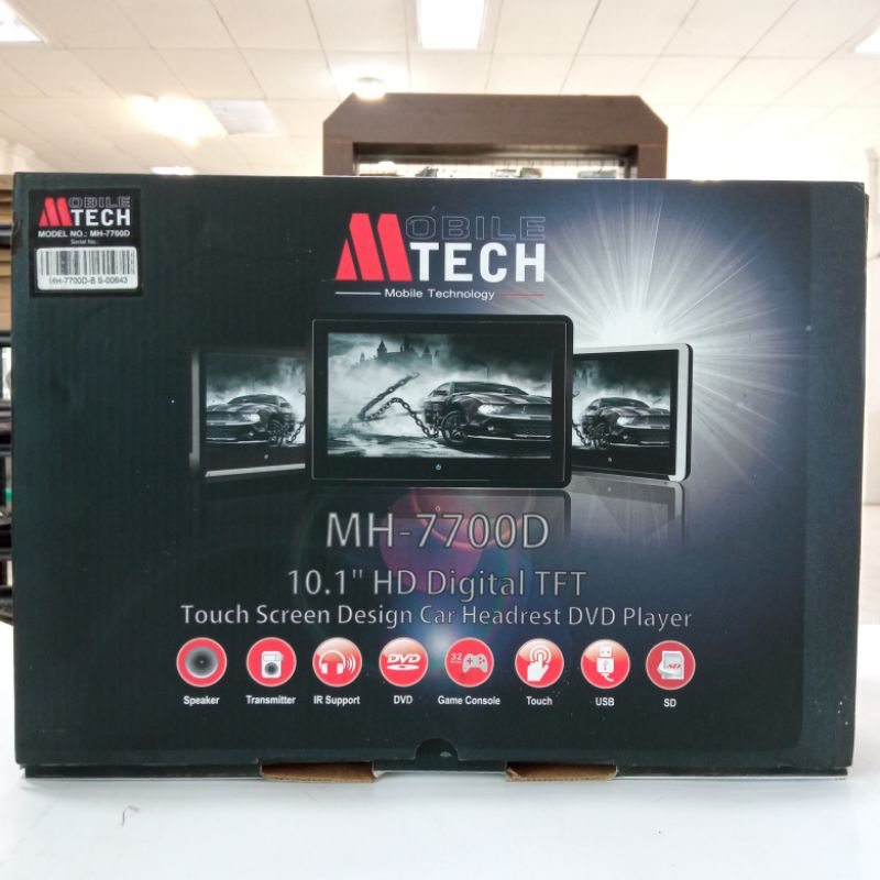 Monitor Headrest Mobil M-tech MH-7700D Universal DVD Game Clip On 10.1 Inchi