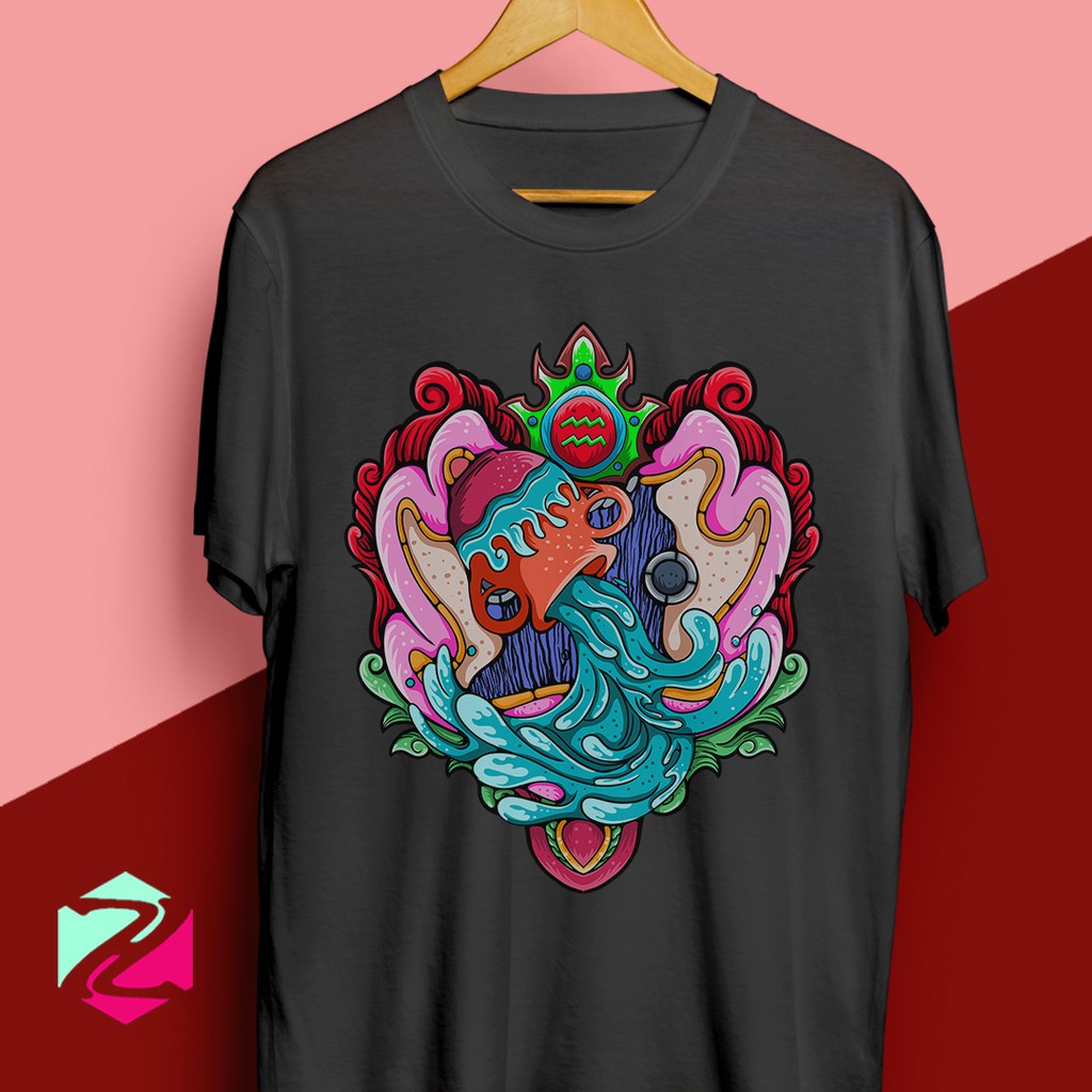 T-SHIRT KAOS ZODIAK AQUARIUS POP ART SERIES