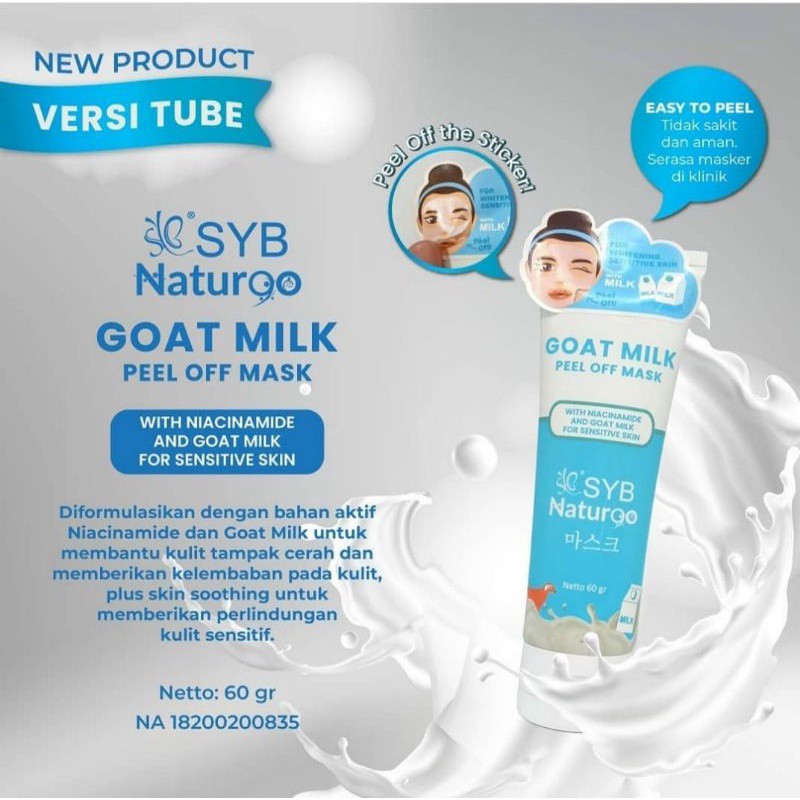 ☘️ CHAROZA ☘️ SYB Naturgo Peel Off Mask Diamond / Goat's Milk / Vitamin C Collagen / Charcoal / Acne 60gr