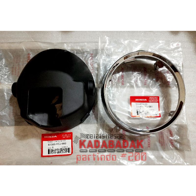 ORI ASLI Cover HeadLamp Ring Rim Set Batok Lampu Depan Krom Honda Tiger Revo Tirev Barong New Origin