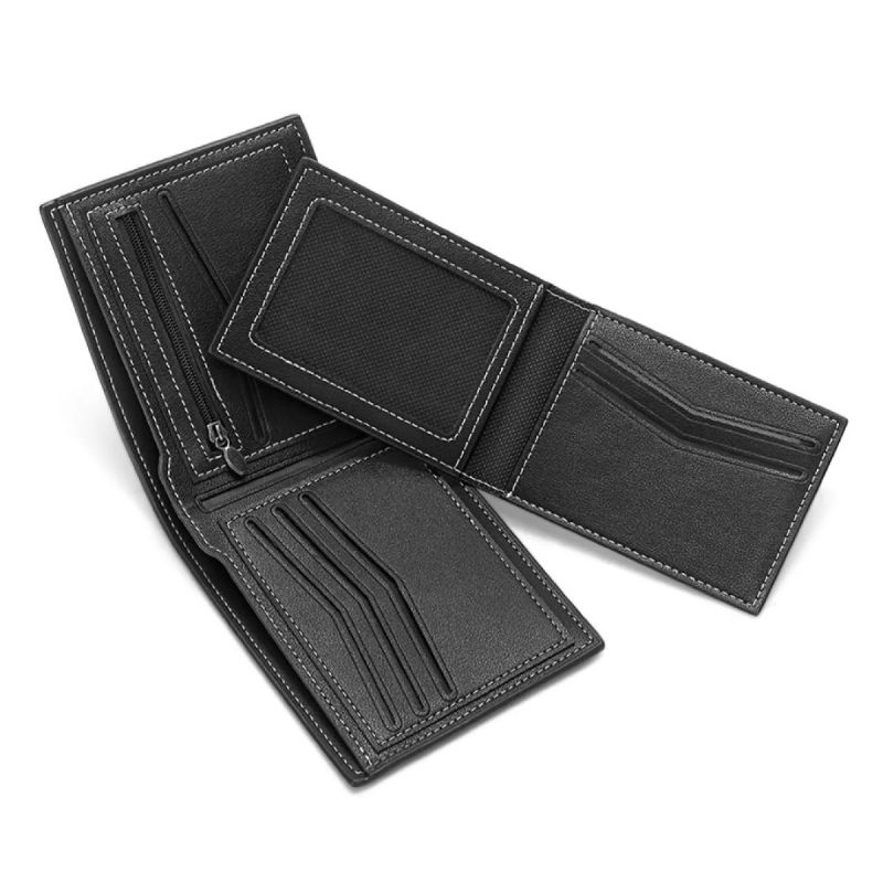Bostanten Dompet pria lipat dua kulit pu koin seleting keren-1