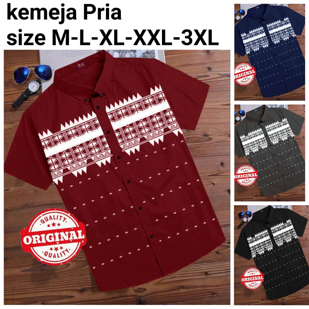 COD-KEMEJA PRIA CASUALHEM PRIA LENGAN PENDEK/KEMEJA CASUAL PRIA/HEM PRIA KEREN MOTIF CETAK ROYAL