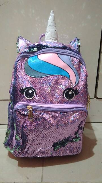 Tas ransel sequin anak SD / tas sequin unicorn /tas ransel sequin besar