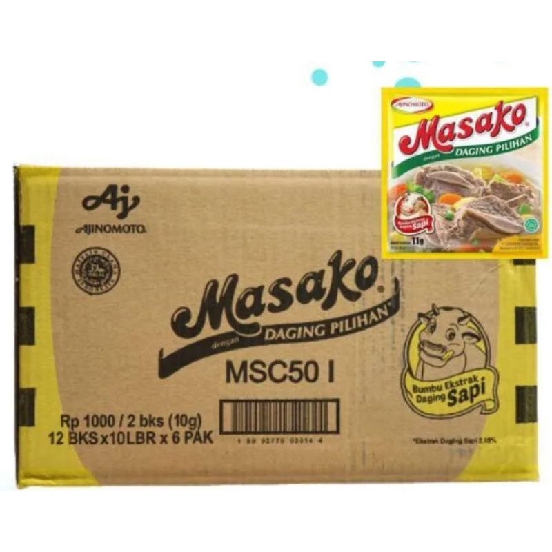 

Masako ayam / sapi sachet 1 dus isi 6 pak (720 sachet)