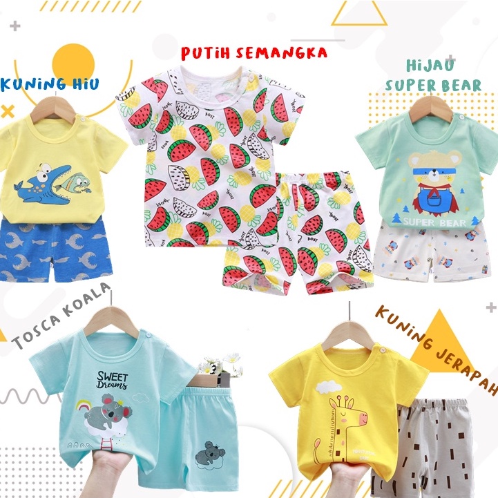 Setelan Pakaian Anak 100% Katun Premium Umur 1-10 Tahun / Baju dan Celana Anak 02