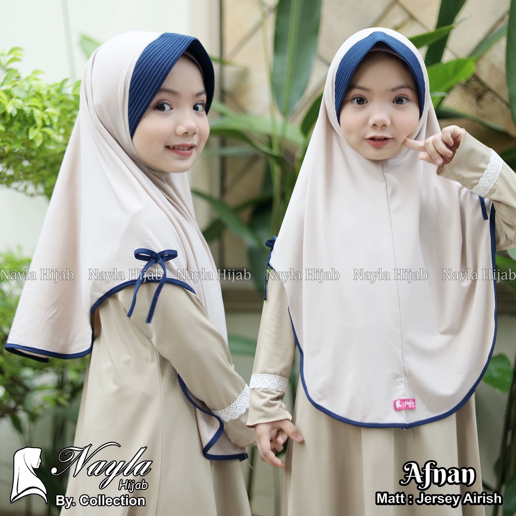 Kerudung Anak Instan Model AFNAN Jersey Airis Hijab Anak Jersey Pita Samping Original Nayla Hija'b