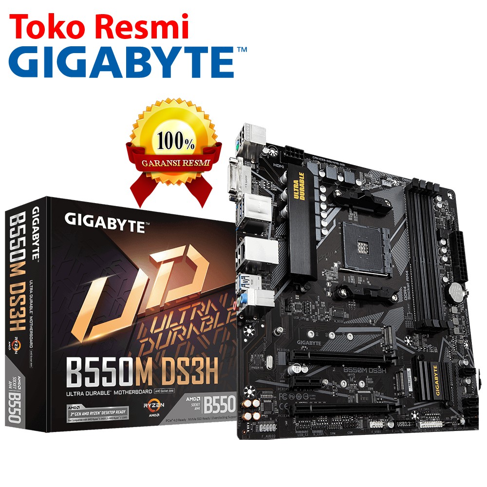 Gigabyte Motherboard AMD B550M DS3H Socket AM4 Micro ATX 4 x DDR4 DIMM