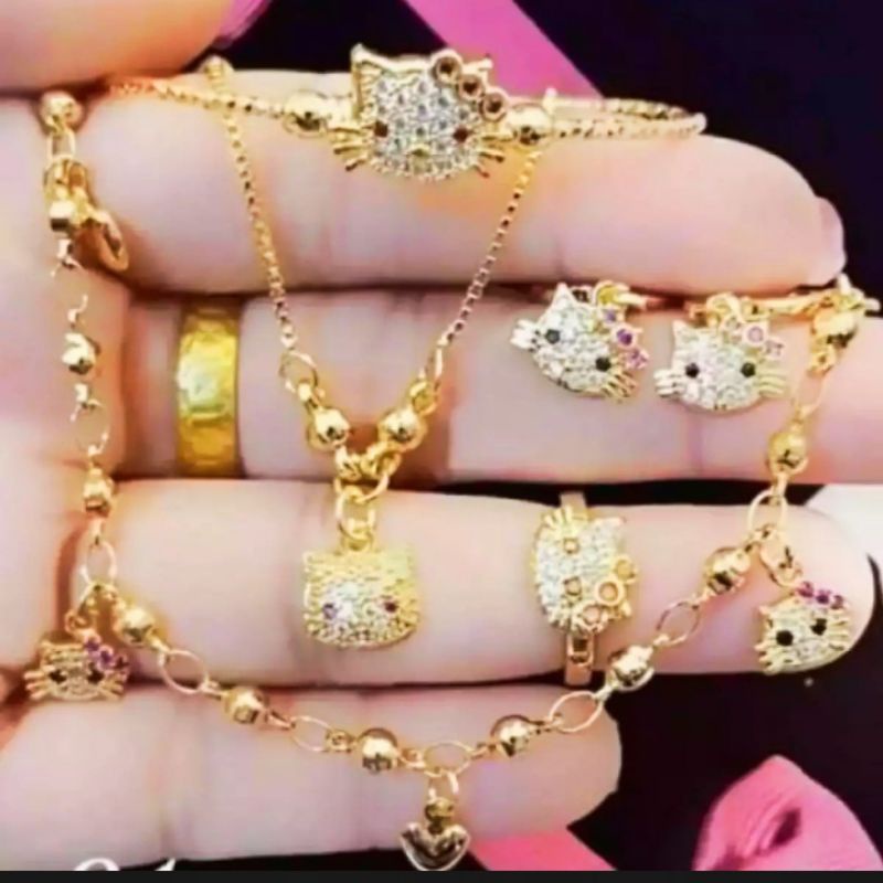 set perhiasan anak, set A2. set perhiasan titanium asli anti luntur anti karat,1 set perhiasan lengkap kalung gelang cincin anting,perhiasan wanita import