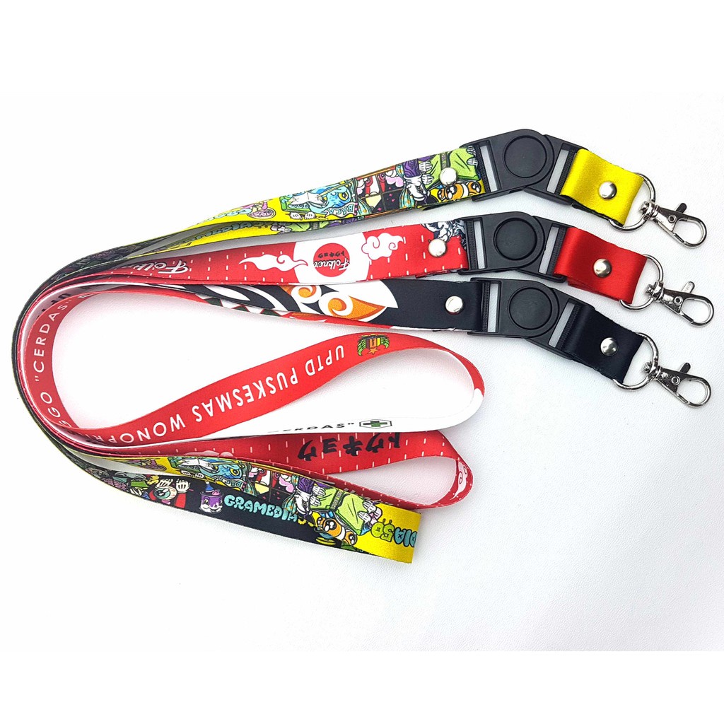 

Tali lanyard print sublim 2cm cetak 2 sisi / Tali id card printing dua cm cetak dua muka