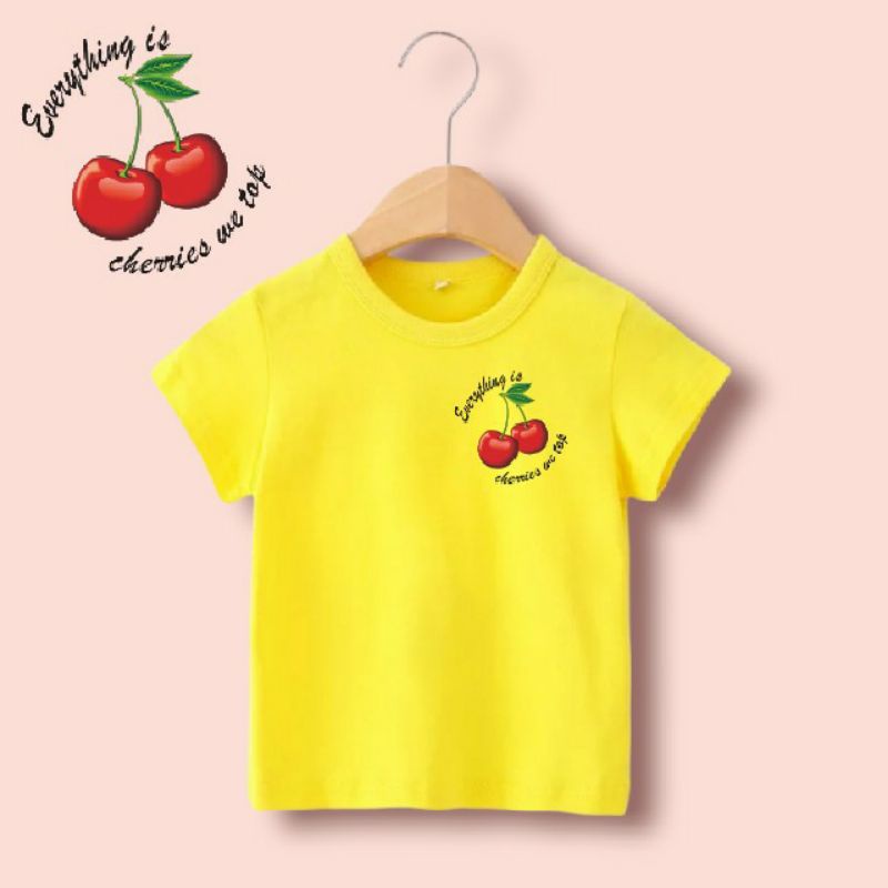 Baju Anak Anak Unisex CHERRY Usia 2-10th Atasan Anak Kaos Anak Lengan Pendek Cotton Combed