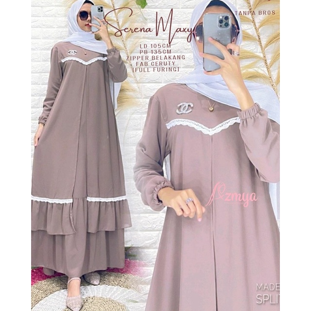 Gamis Malaysia SERENA DRESS MAXY Matt Ceruty LD 105-Gamis Wanita Busui Friendly