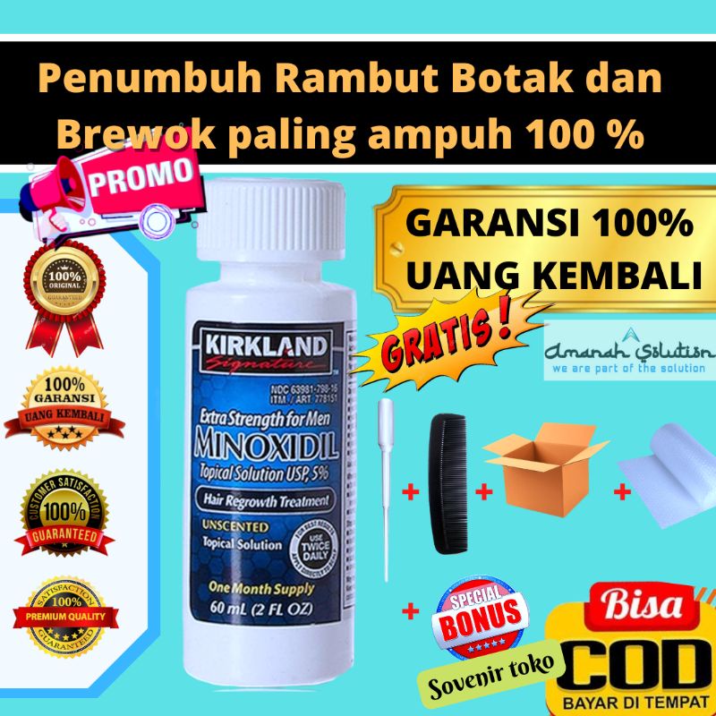 [100% ORIGINAL] KIRKLAND MINOXIDIL 5% 60ML | OBAT PENUMBUH RAMBUT BOTAK | OBAT PENUMBUH BREWOK