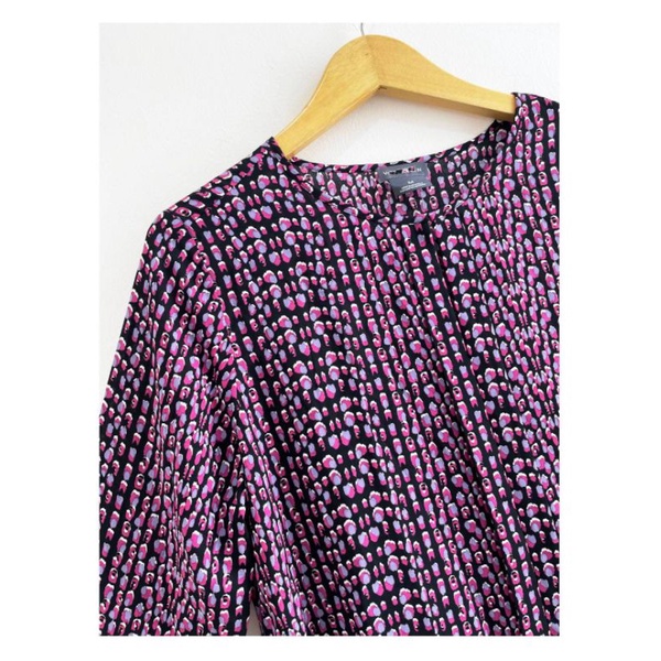 Van hous*n abstract violet print bellsleeve blouse