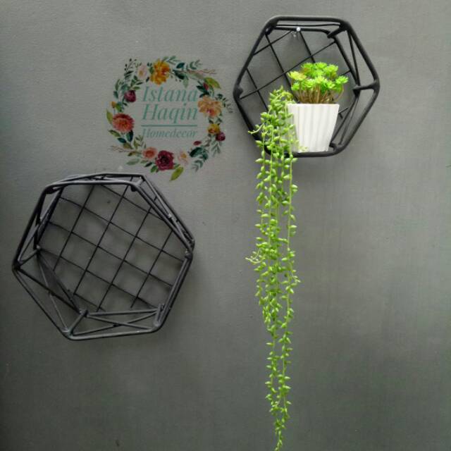 Rak besi Hexagonal vas bunga