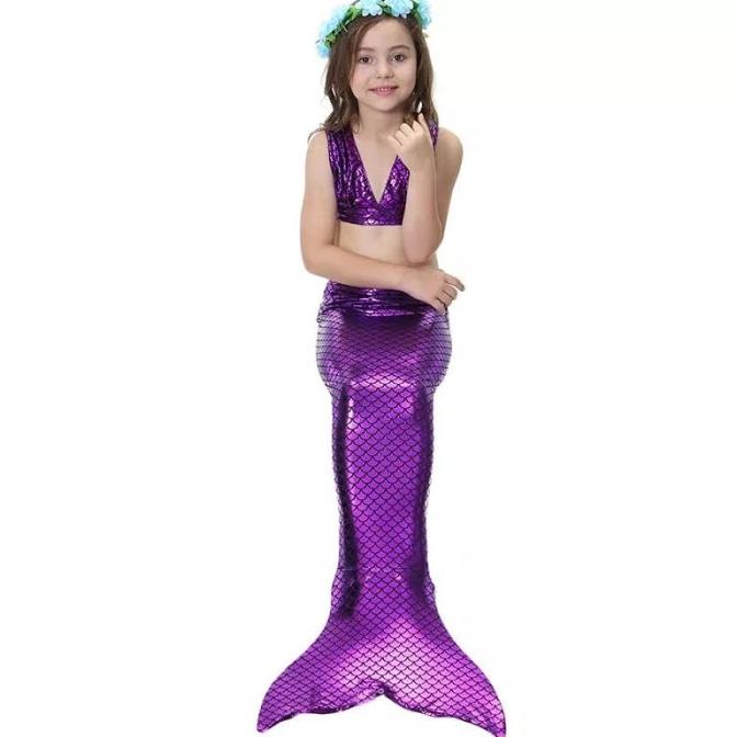 Kostum Mermaid Ungu Anak Monofin / Baju Anak Mermaid Set Ungu MR13