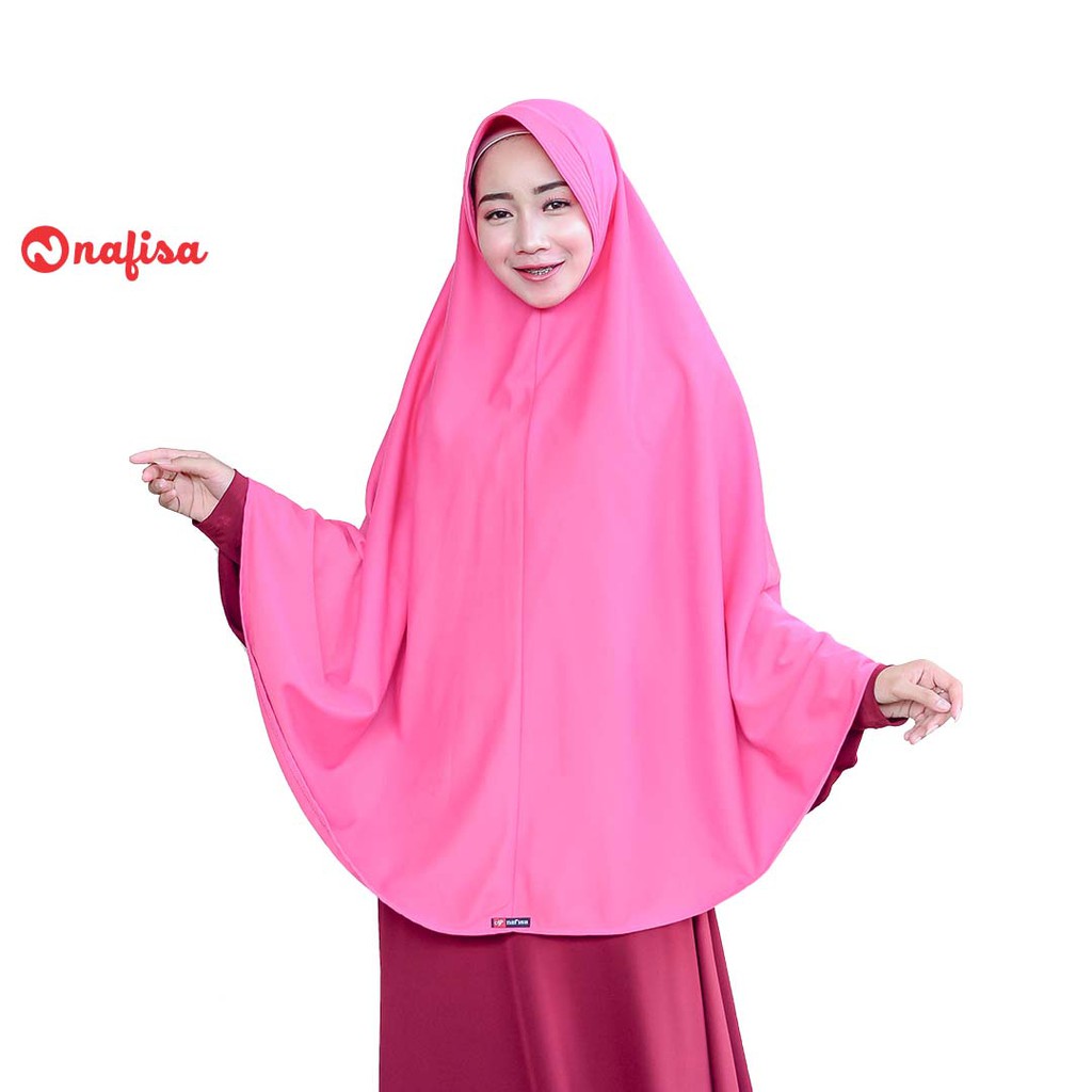 Jilbab PROMO !! JIlbab Instan Bergo Nafisa ASHA | Hijab Jumbo Kaos Instan Khimar Syari Bergo Kerudung Instan Kaos Polos Panjang-PINK BABY