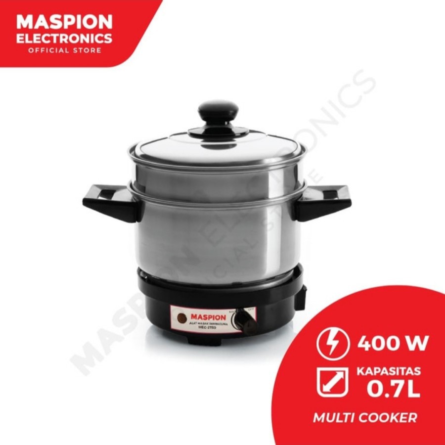MASPION Panci Serba Guna / Mug Listrik 0,75 Liter / Multi Electrik Cooker 0,75 Liter MEC 2750 - Garansi Resmi 1 Tahun