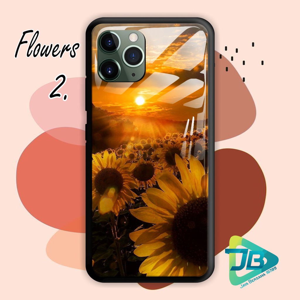 SOFTCASE BACK CASE GLASS KACA FLOWERS IPHONE 5 6 6S 6+ 6S+ 7 7S 7+ 8 8+ X XS XR 11 12MINI PRO JB3744