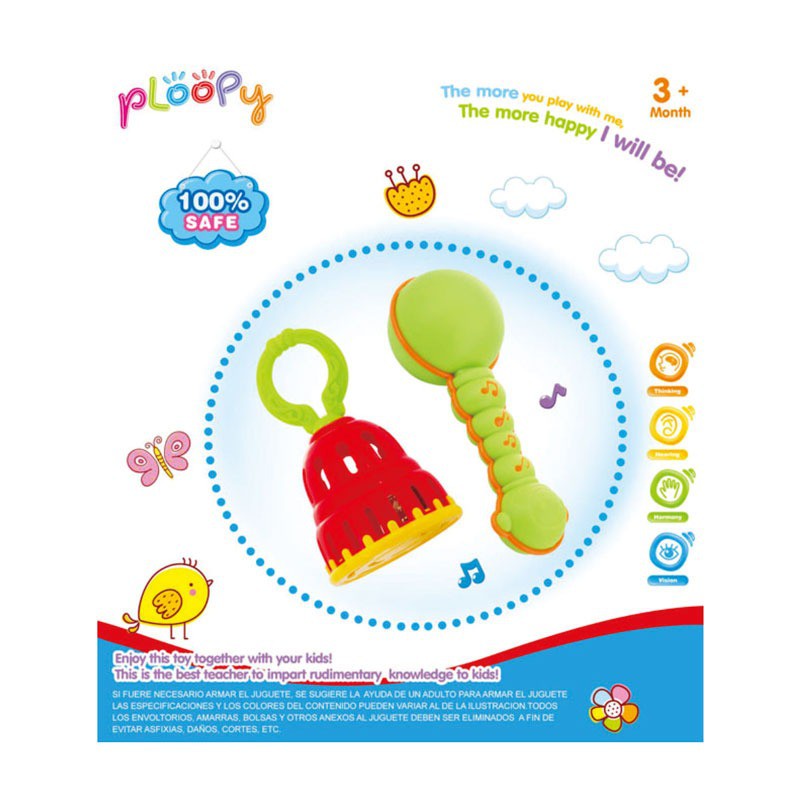 PLOOPY FUN MARACA AND BELL 2 PCS PP21123 (MAINAN)